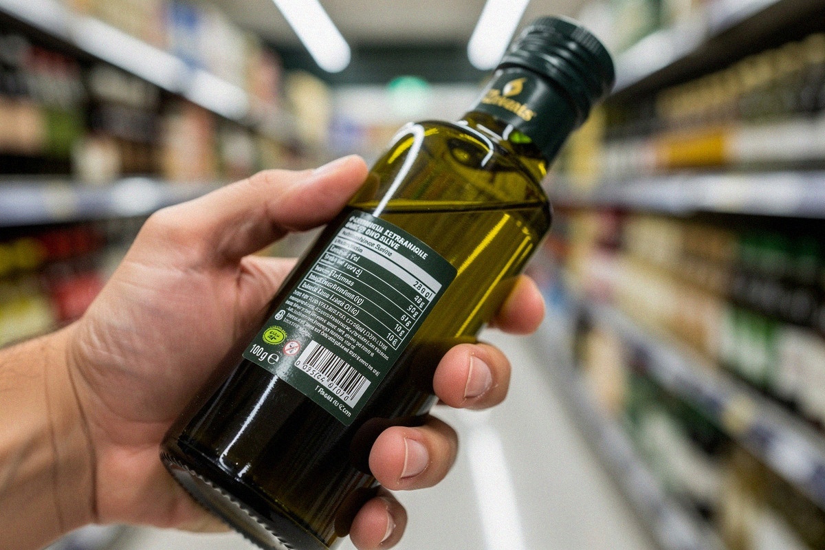 Consommateur examinant les informations nutritionnelles et le Nutri-Score d'un produit en rayon
